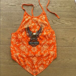 Harley-Davidson Orange Bandana Paisley Halter Top